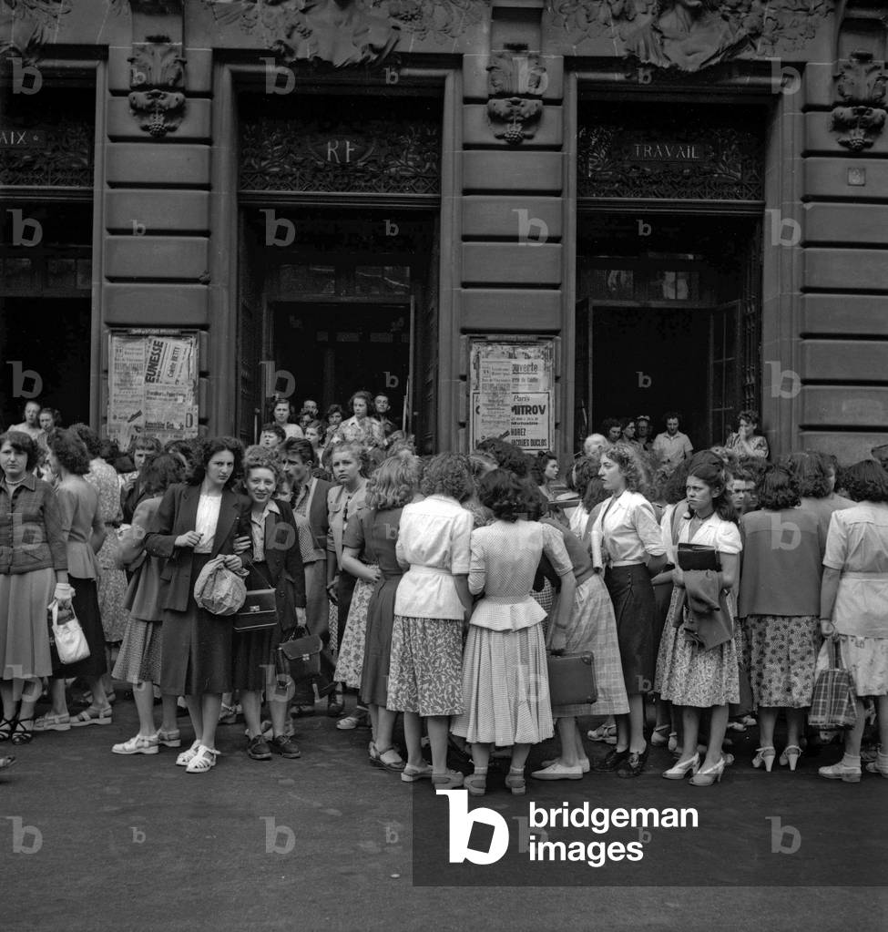 Milliners on strike, Paris, July 1949 (b/w photo)