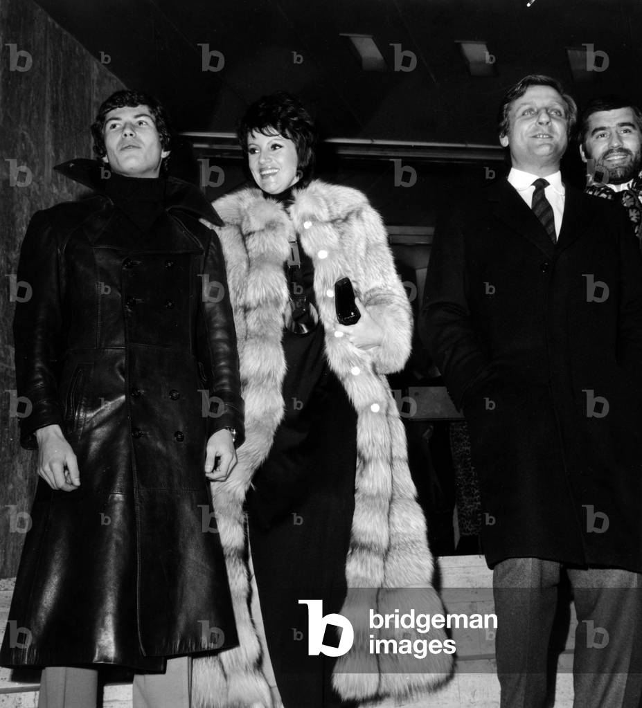 Renaud Verley, Marianne Comtell, Bruno Cremer and Mario Adrof at Premiere Dof Film Cran D'Arret January 14, 1970 (b/w photo)