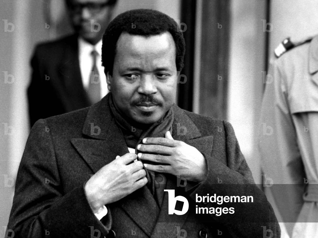 Paul Biya Cameroon's New President on Official Working Visit to Paris Recu A L Elysse By Francoismitterrand February 15, 1983 (b/w photo)