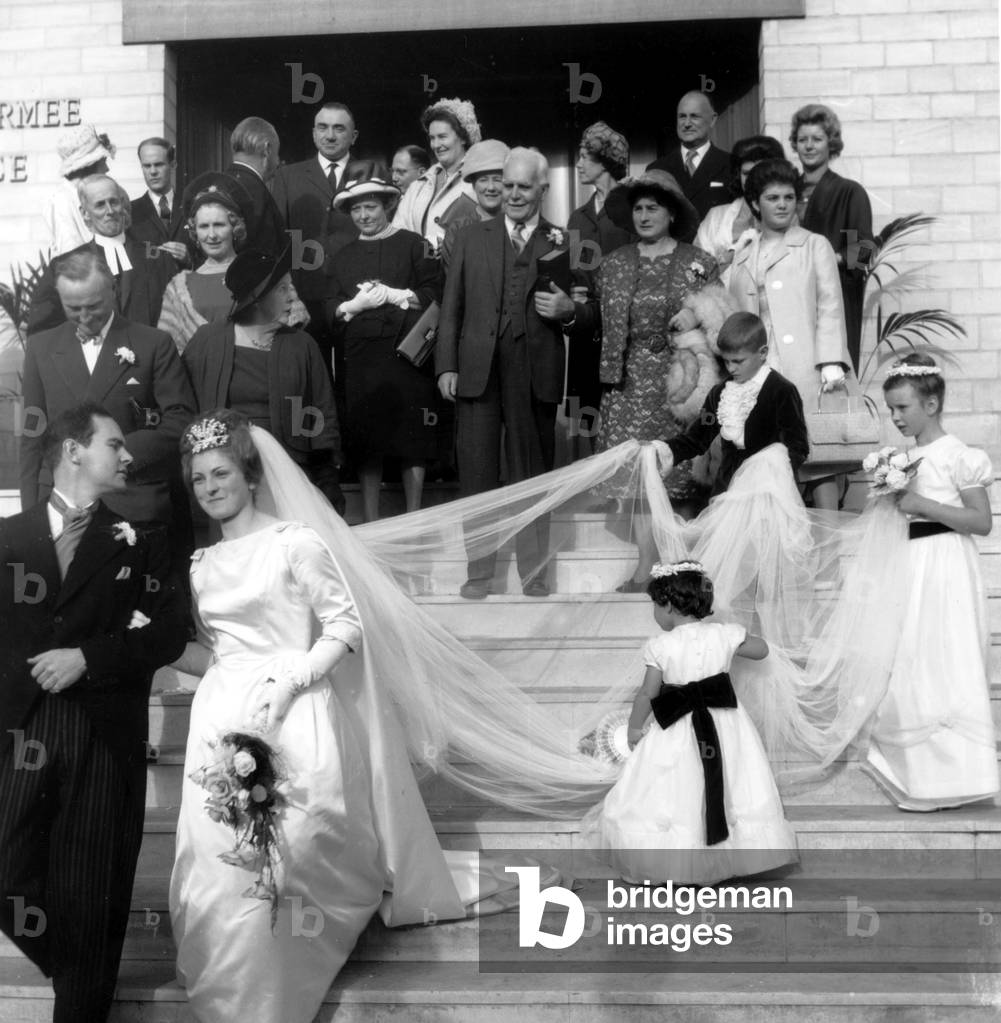 French-English Wedding in Caen (France) September 29, 1963 (b/w photo)