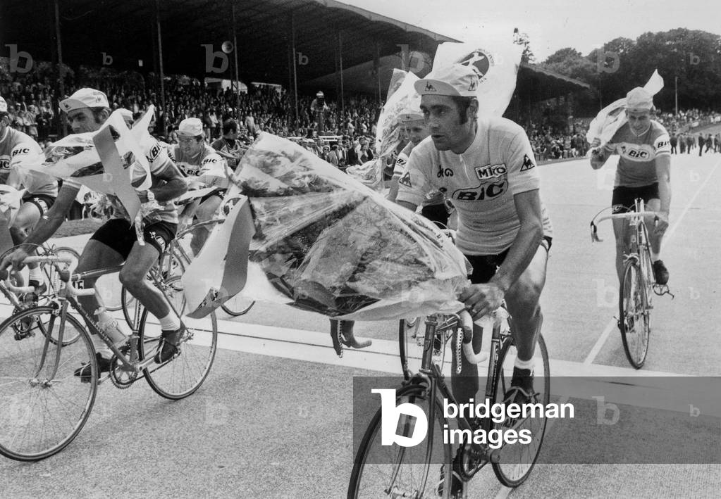 Luis Ocana at End of France Cycling Race July 1943 (b/w photo)