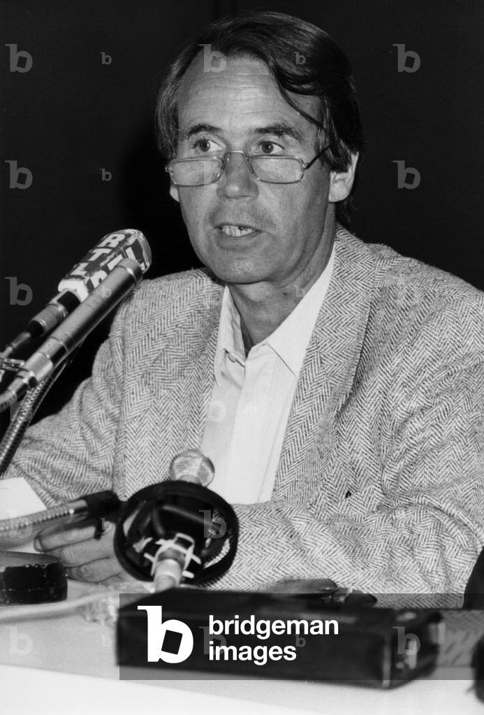 Mr Pierre Jucin Announcing the Non-Participation of the Communists in the New Government During a Press Conference at the Headquarters of Pc Mr Pierre Jucin Party Spokesman Has made known the Reasons Why the Pcf Would Not Part of Mr Laurent Fabius's New Government On July 19, 1984 (b/w photo)