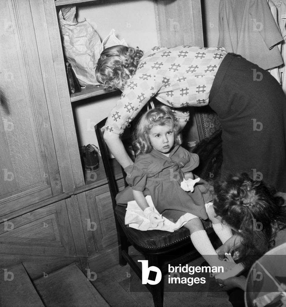 Children Fashion By Jane Sylvain, Paris, February 1949 (b/w photo)