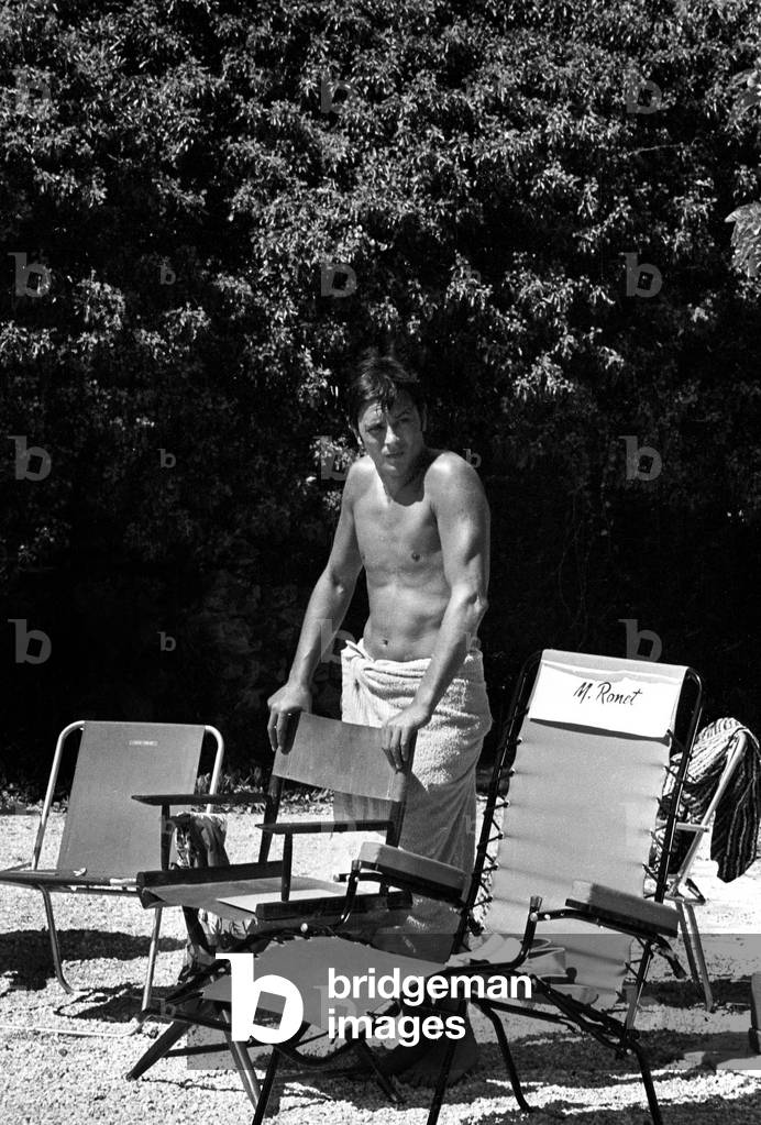 Alain Delon on Set of Film 