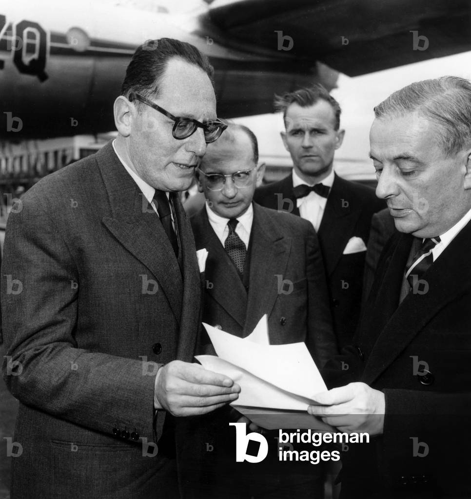 Georges Bidault Is Back From Usa, here With Maurice Schumann (L) July 17, 1953 (b/w photo)