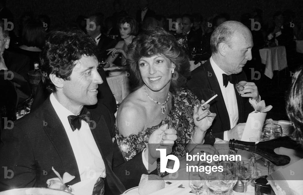 Sacha Distel and Chantal Nobel at The Lido in Paris For The New Revue on March 15, 1985 (b/w photo)