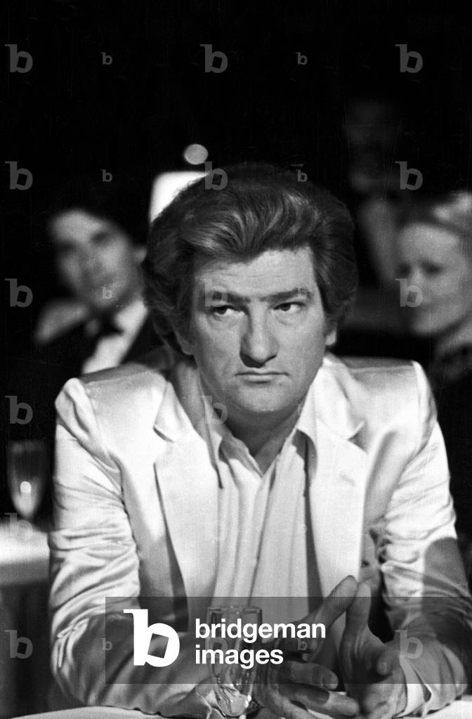 French Singer Eddy Mitchell during TV Programme June 20, 1980 (b/w photo)