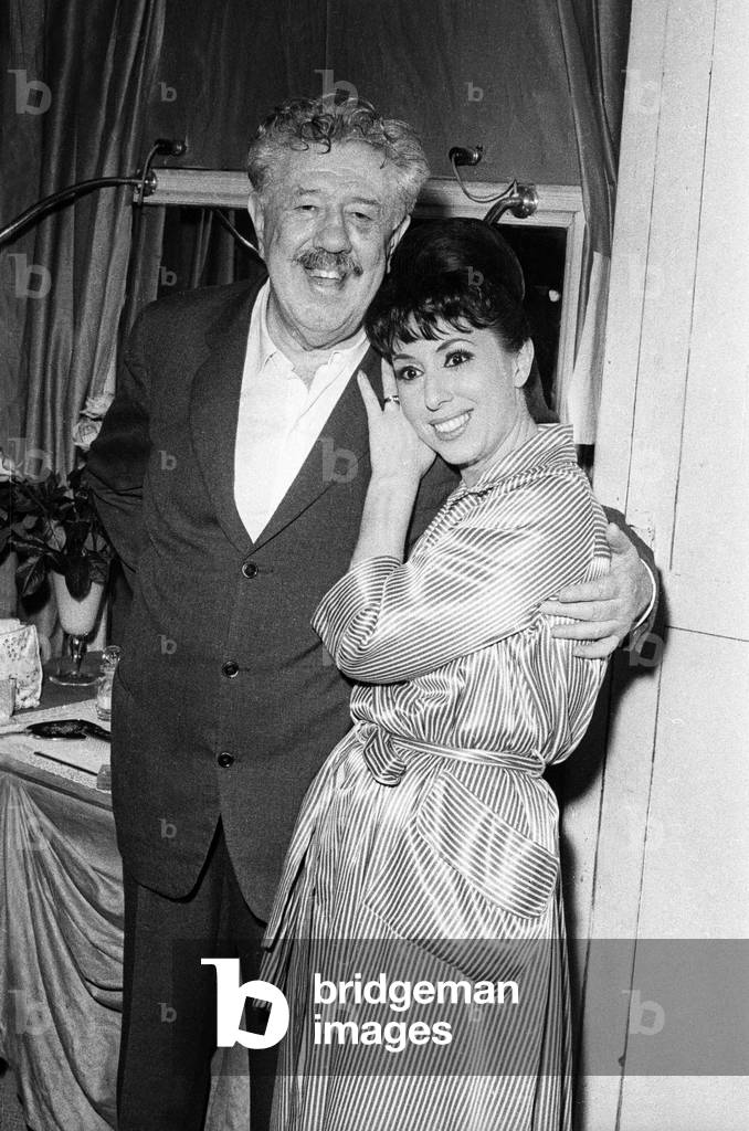 Actors Michel Simon and Denise Dax at the Premiere of the play 