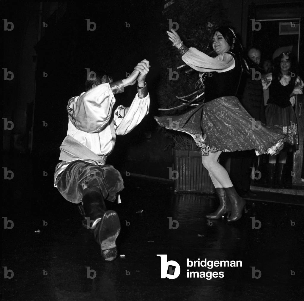 French Singer Regine dancing at a Gypsy Party, New Jimmy's, Paris, 11 December 1966 (photo)