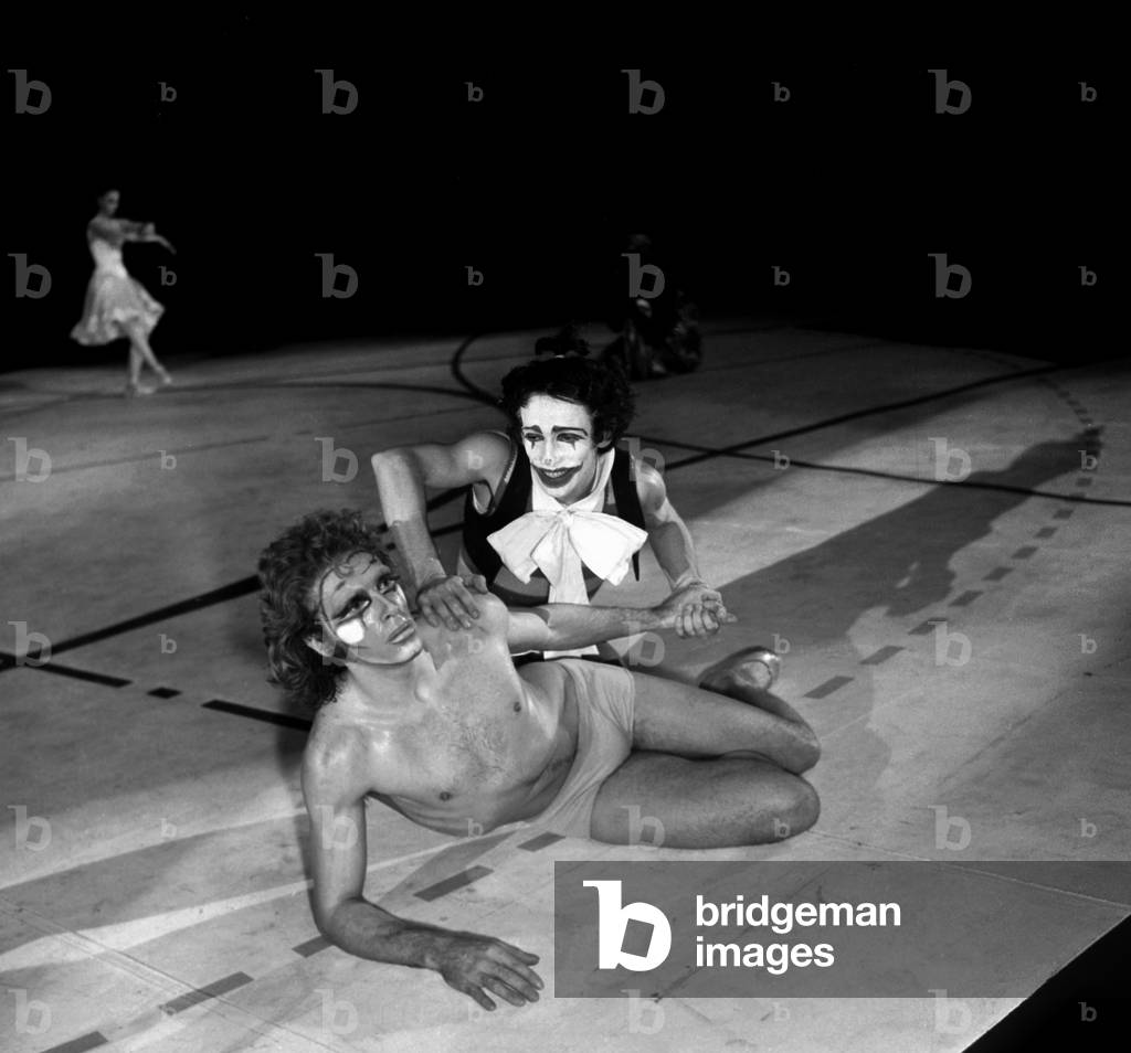 Dancers Jorge Donn and Paolo Bortoluzzi (as clowns) in the Ballet 