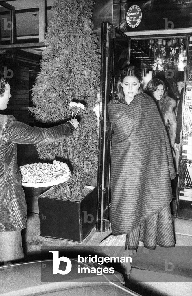 Princess Caroline of Monaco leaving the Regine's, Paris, January 5, 1978 (b/w photo)