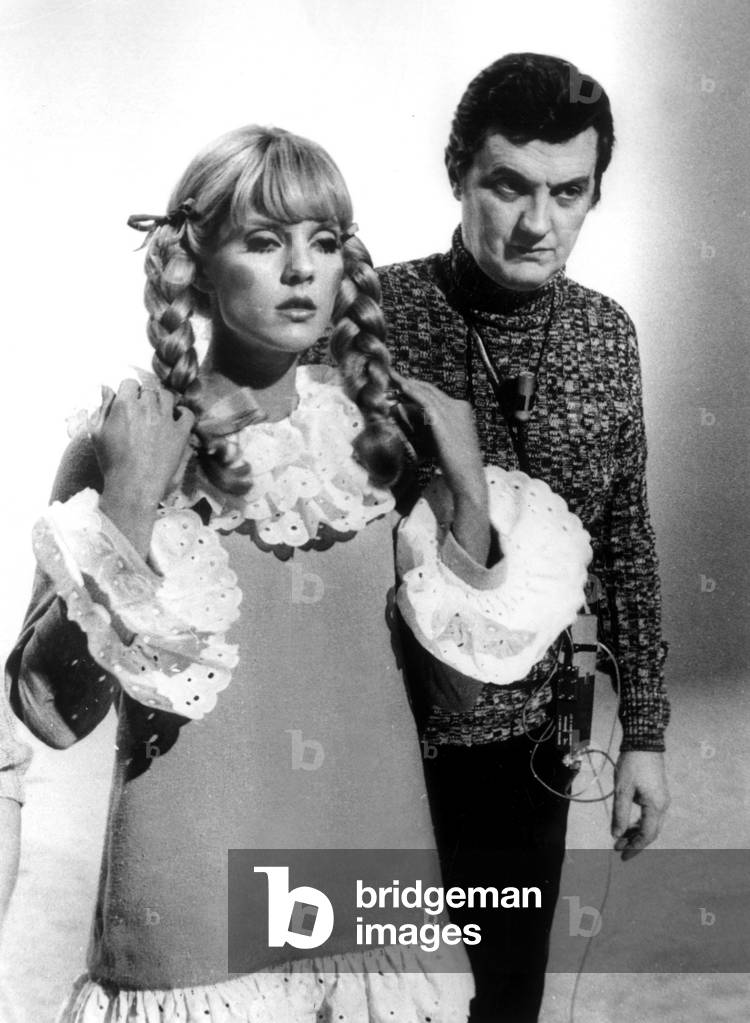 Sylvie Vartan and Georges Folgoas during Recording of TV Programme November 20, 1968 (b/w photo)