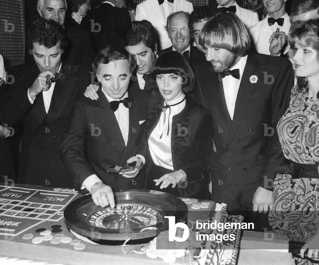 Charles Aznavour Mireille Mathieu  et Gerard Depardieu, casino of Enghien, 1981 (photo)