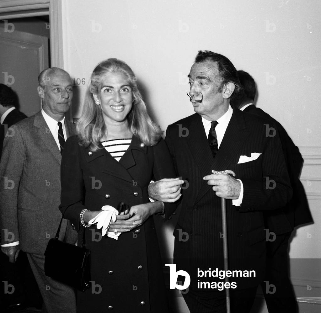 Baron Guy de Rothschild and his wife Marie-Helene with Salvador Dali for radio program 