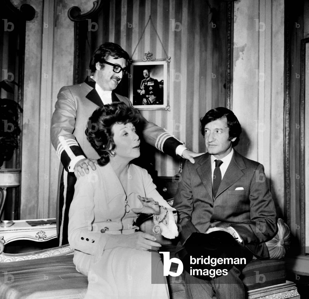 French Actors Marthe Mercadier, Henri Tisot and Jacques Sereys during the rehearsal of the play 