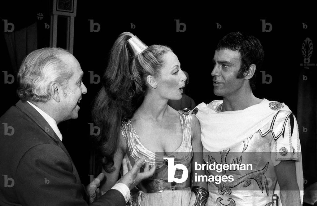 Robert Manuel directing Claudine Coster and Jean-Pierre Andreani, Paris, during the rehearsal of the play 