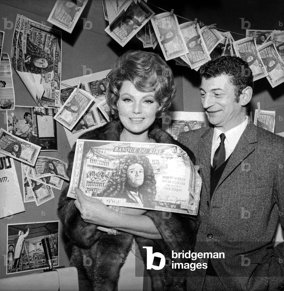 Actress Sylva Koscina and director Yves Robert at the Premiere of the film 