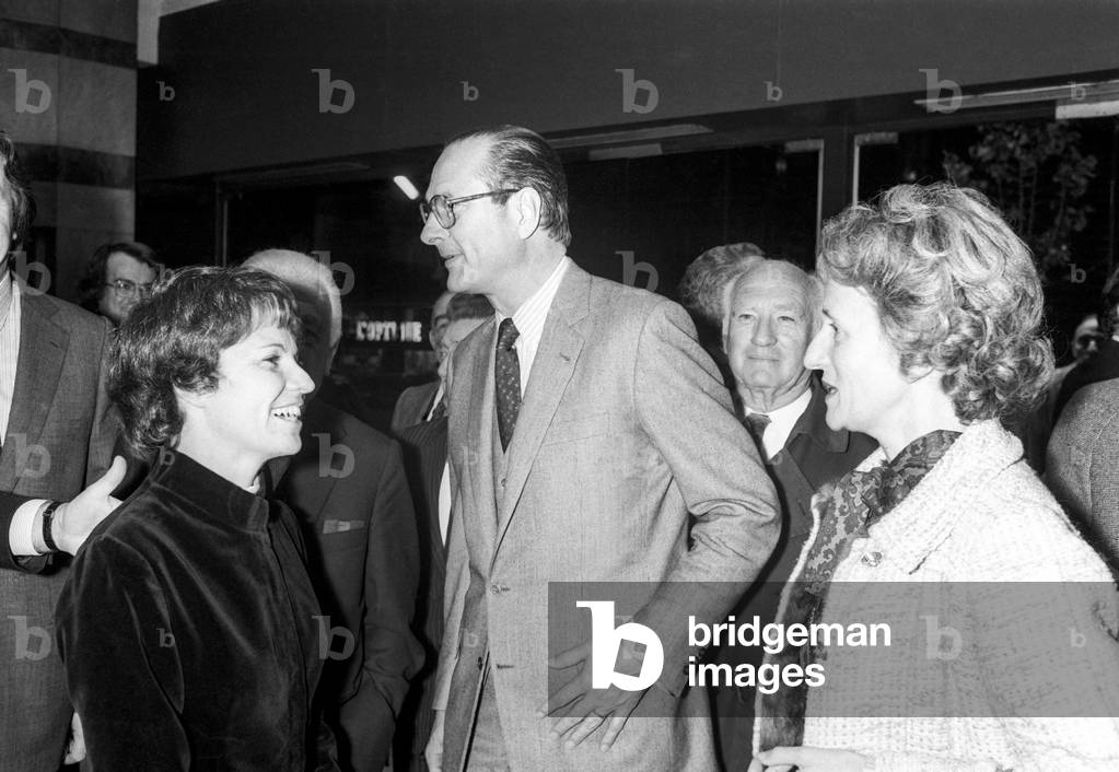 Jacques and Bernadette Chirac with director Anne Revel Bertrand at premiere of film 