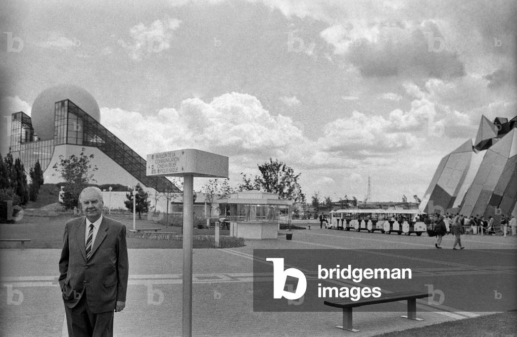 French politician Rene Monory at the Futuroscope (amusement park), Poitiers, France, 7 June 1989 (photo)