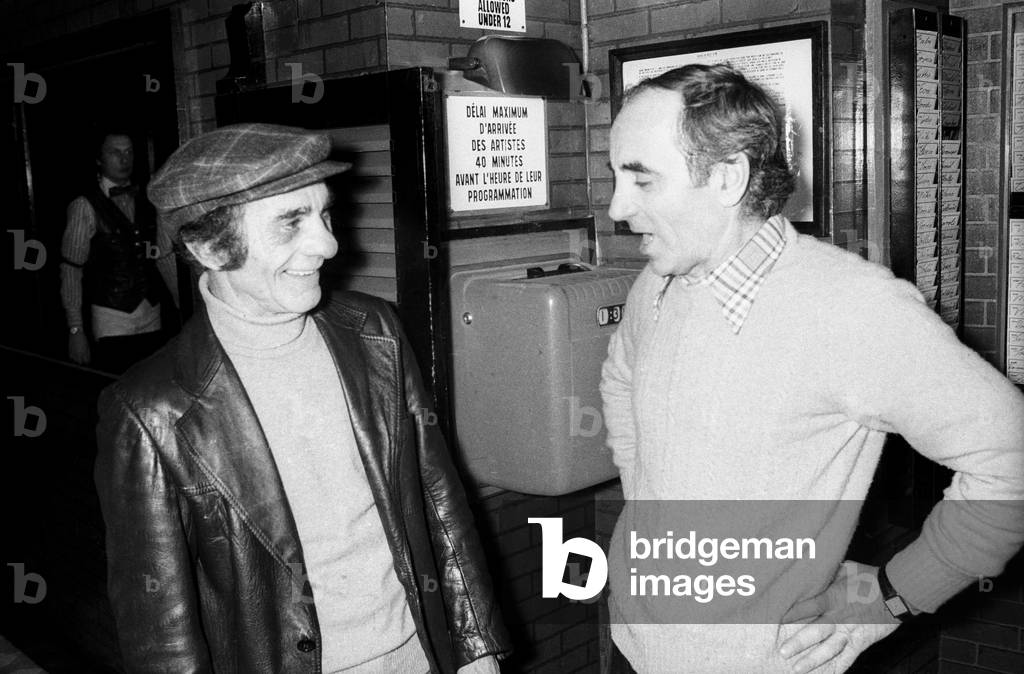 Charles Aznavour at the Crazy Horse in Pari, 1978 (b/w photo)