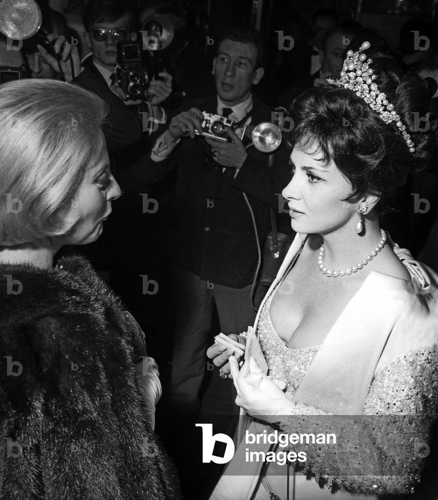 Michele Morgan and Gina Lollobrigida at the Premiere of the film 