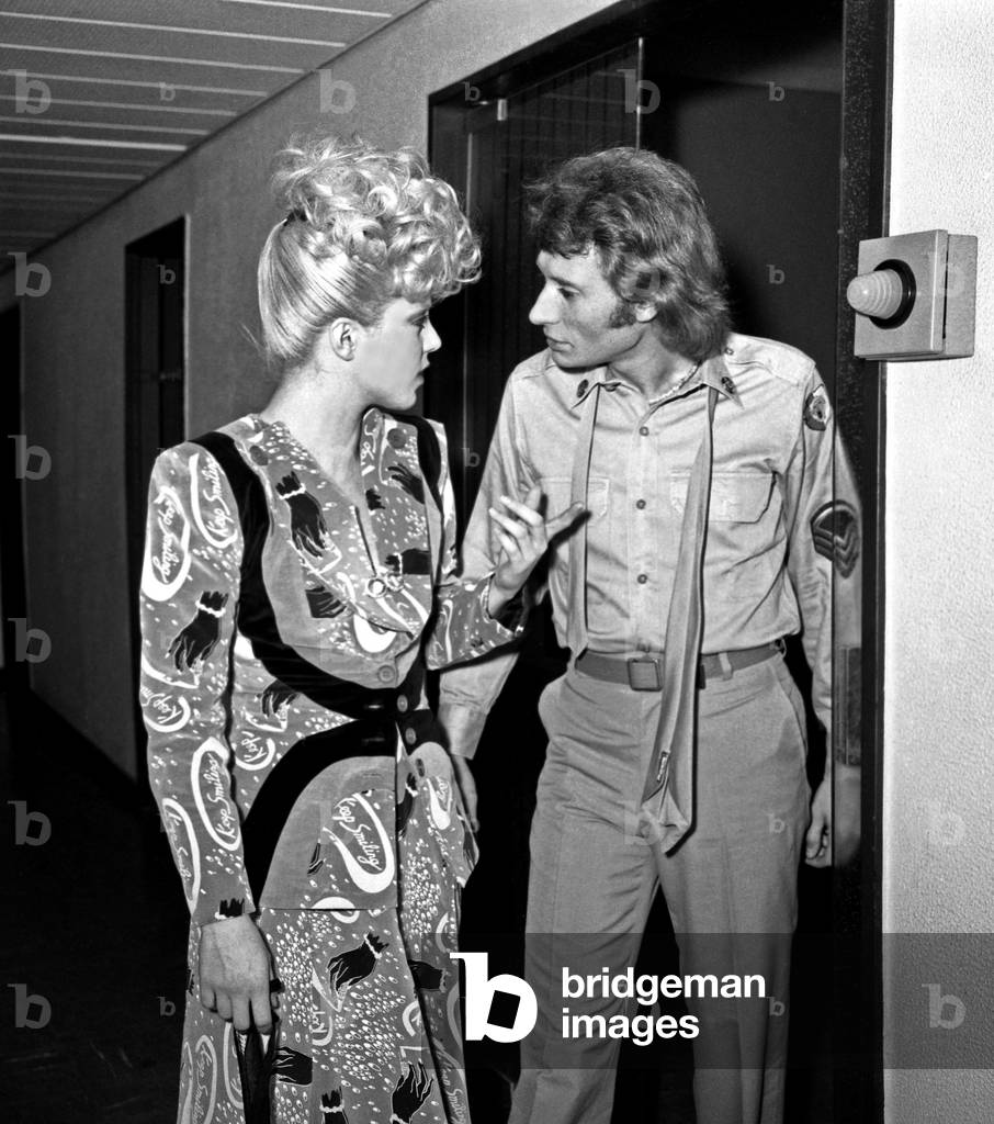 Sylvie Vartan and Johnny Hallyday during the recording of the TV Programme 