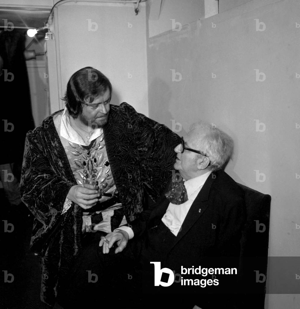 Michel Vocoret and author Marcel Achard at the Premiere of the play 