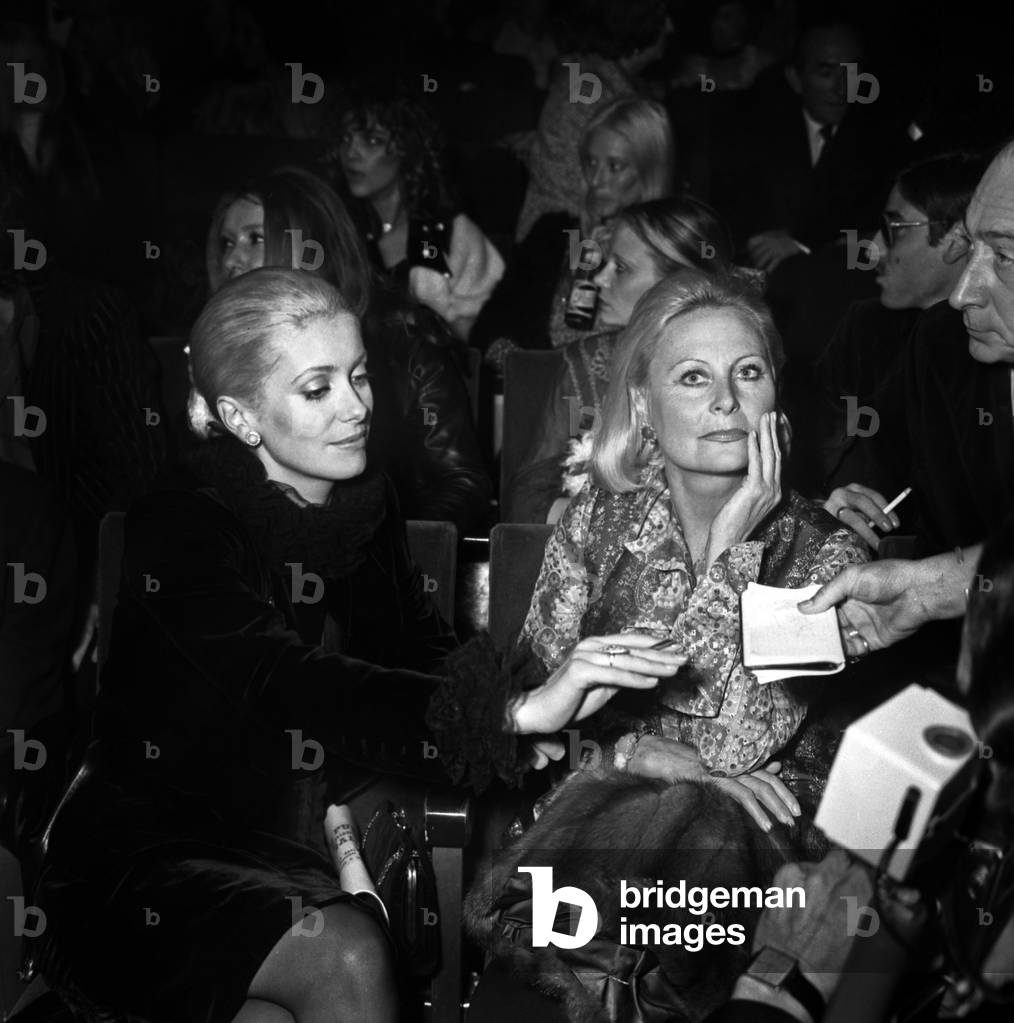 Catherine Deneuve and Michele Morgan at the Premiere of Michel Polnareff at the Olympia, Paris, 6 October 1972 (photo)