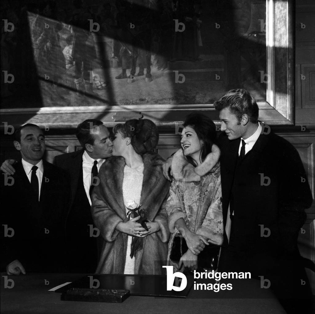 Charles Aznavour Dalida and Johnny Hallyday, 1963 (photo)