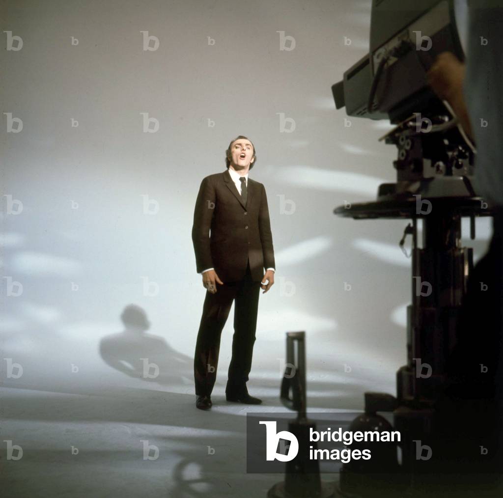 French Singer Gilles Vignault on set, 1970 (photo)