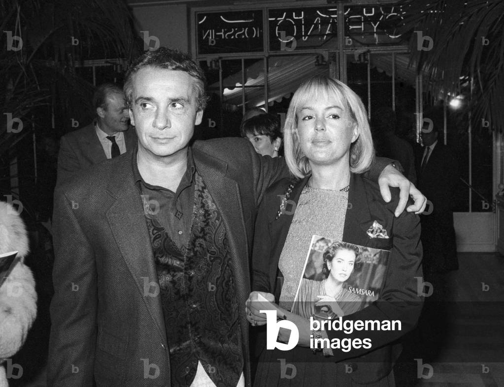 French Singer Michel Sardou with his wife Babette at the Theatre Marigny, Paris, to see play 