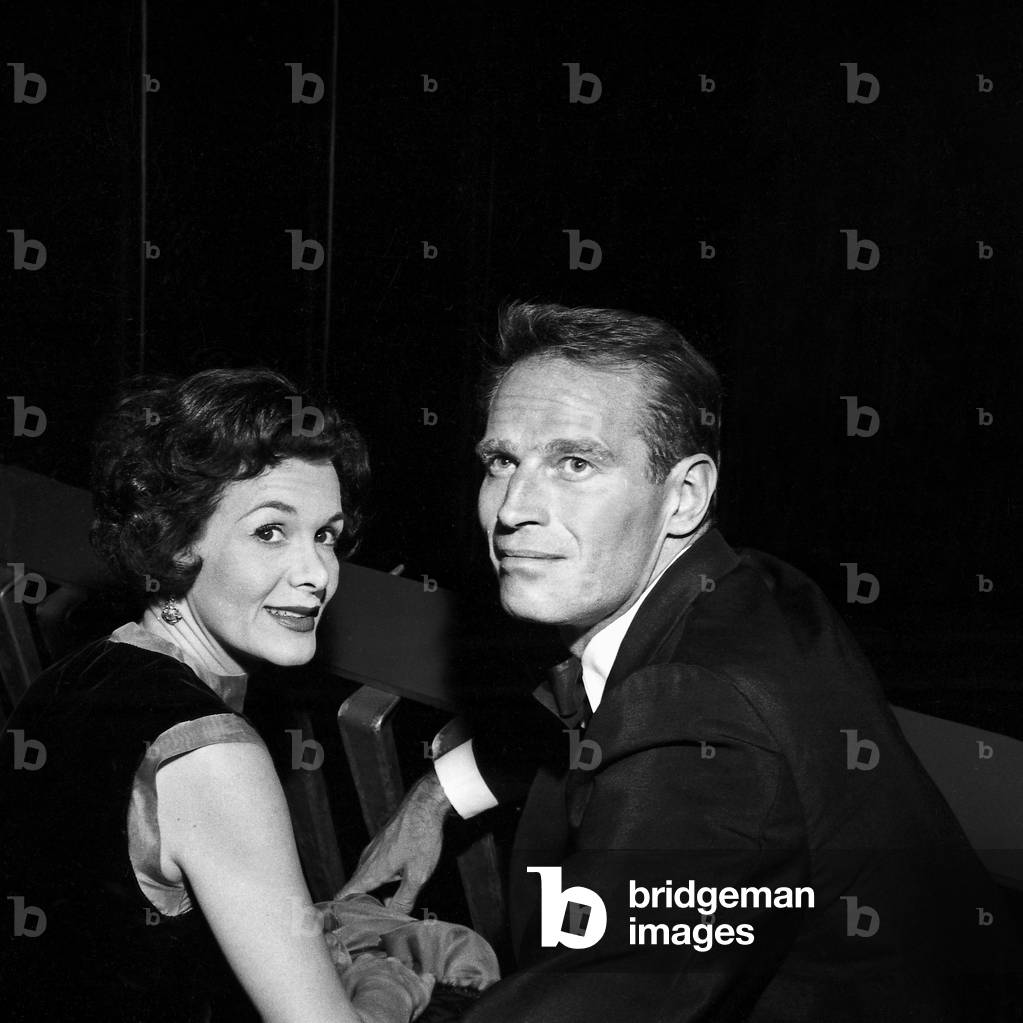 Actor Charlton Heston with his wife Lydia at the Premiere of the film 