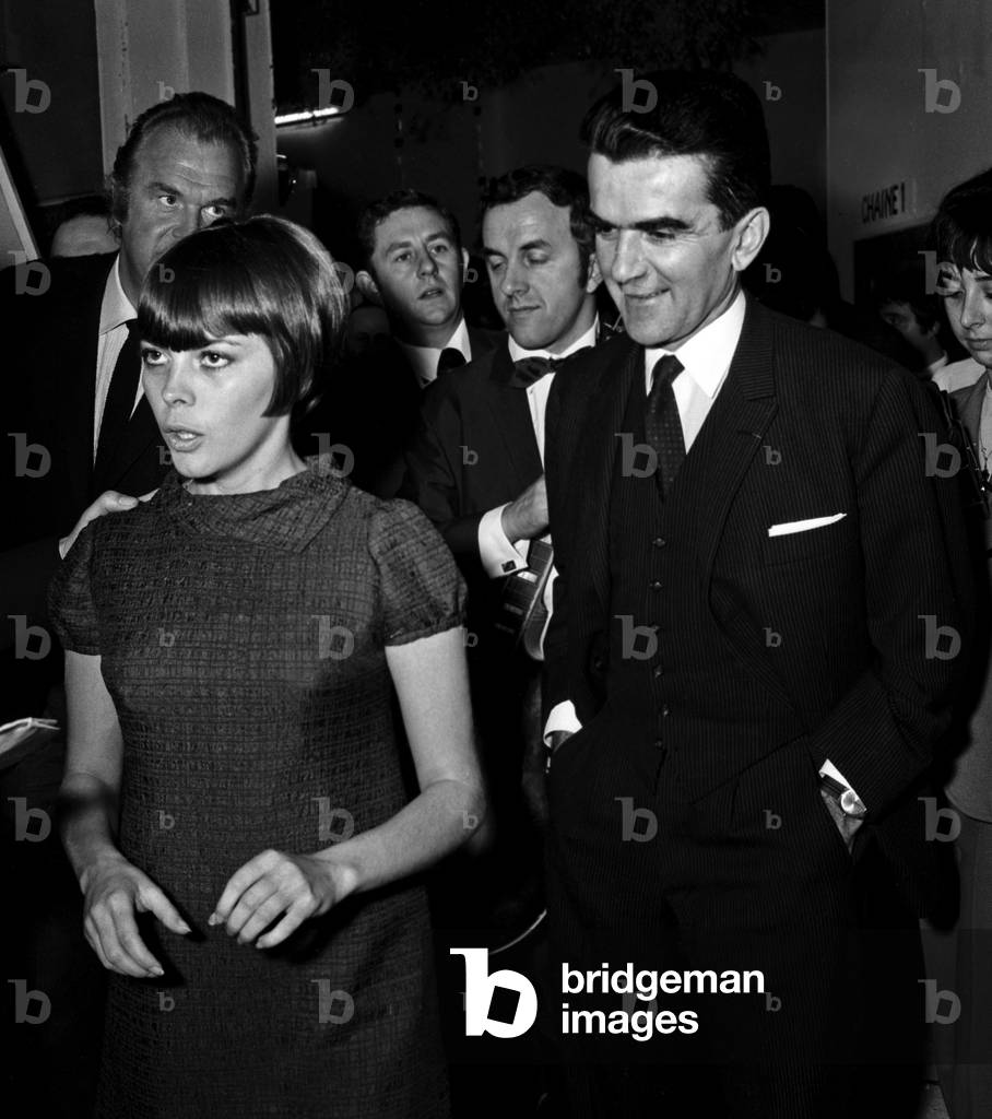 French Singer Mireille Mathieu and Jean Bernard Dupont during recording of TV Programme, 27 December 1966 (photo)
