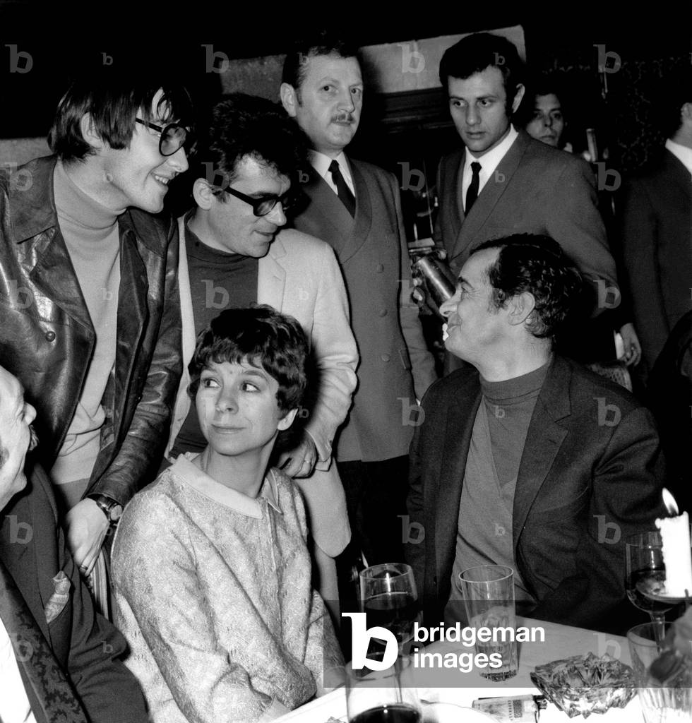 Claude Nougaro and Serge Reggiani at the Premiere of Serge Reggiani in Bobino in Paris, 6 February 1969 (photo)