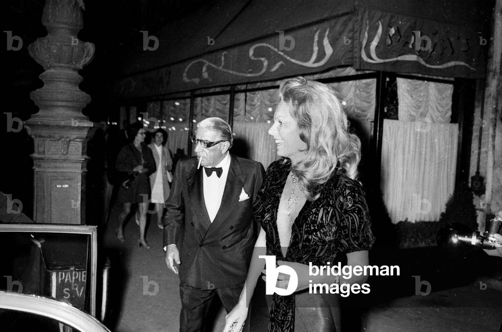 Aristote Onassis and Actress Odile Rodin leaving Maxim's Restaurant, Paris, 1September 1972 (photo)
