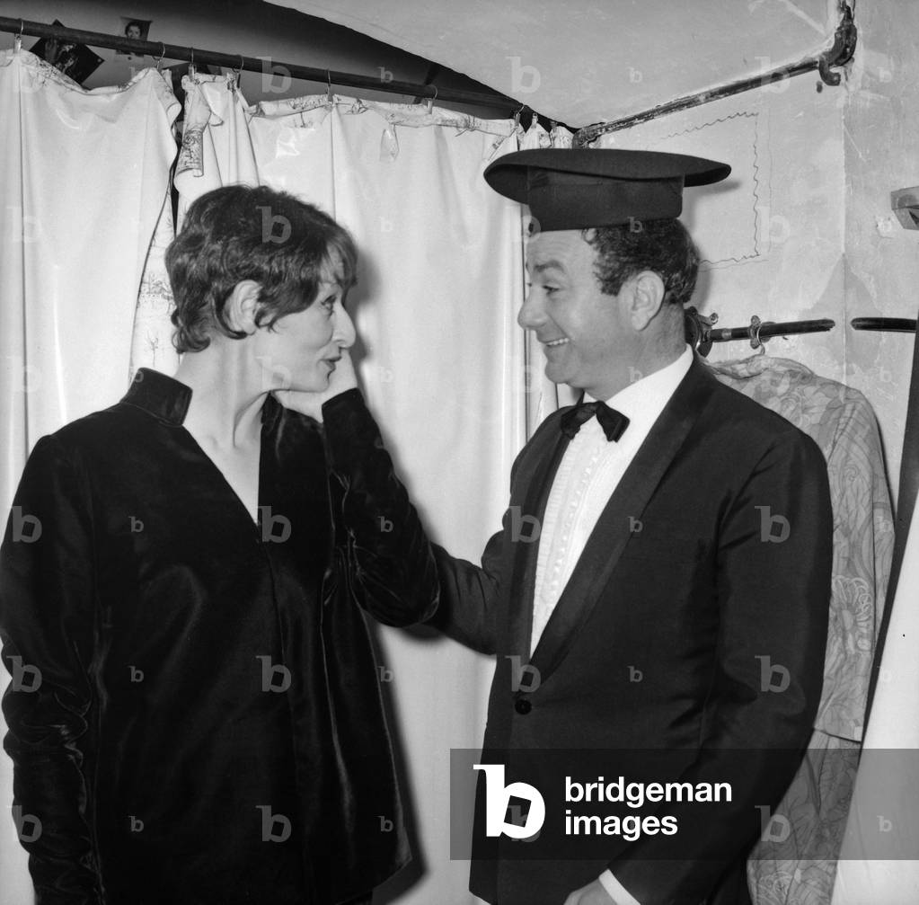 Fernand Raynaud and French Singer Barbara at the cabaret 