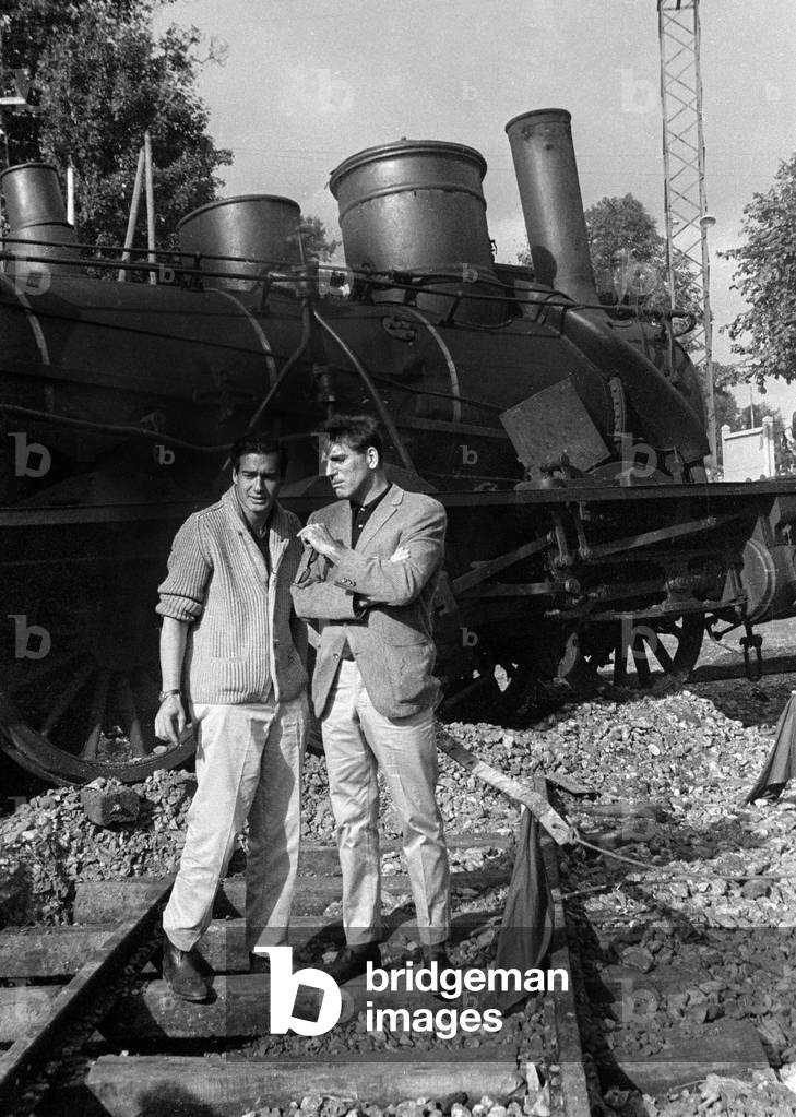 Director John Frankenheimer and Burt Lancaster on the set of the film 