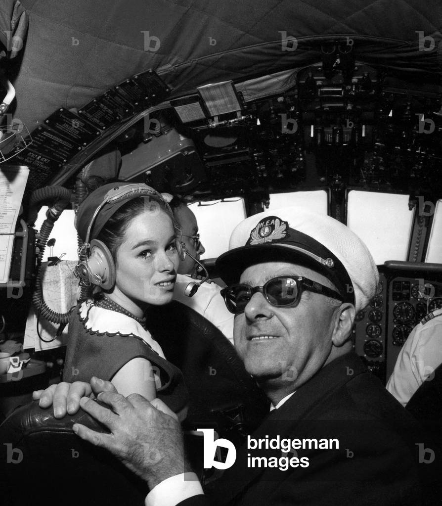 Geraldine Chaplin in the Cockpit of a Plane flying to Beirut for Charity Ball, 3 July 1964 (photo)