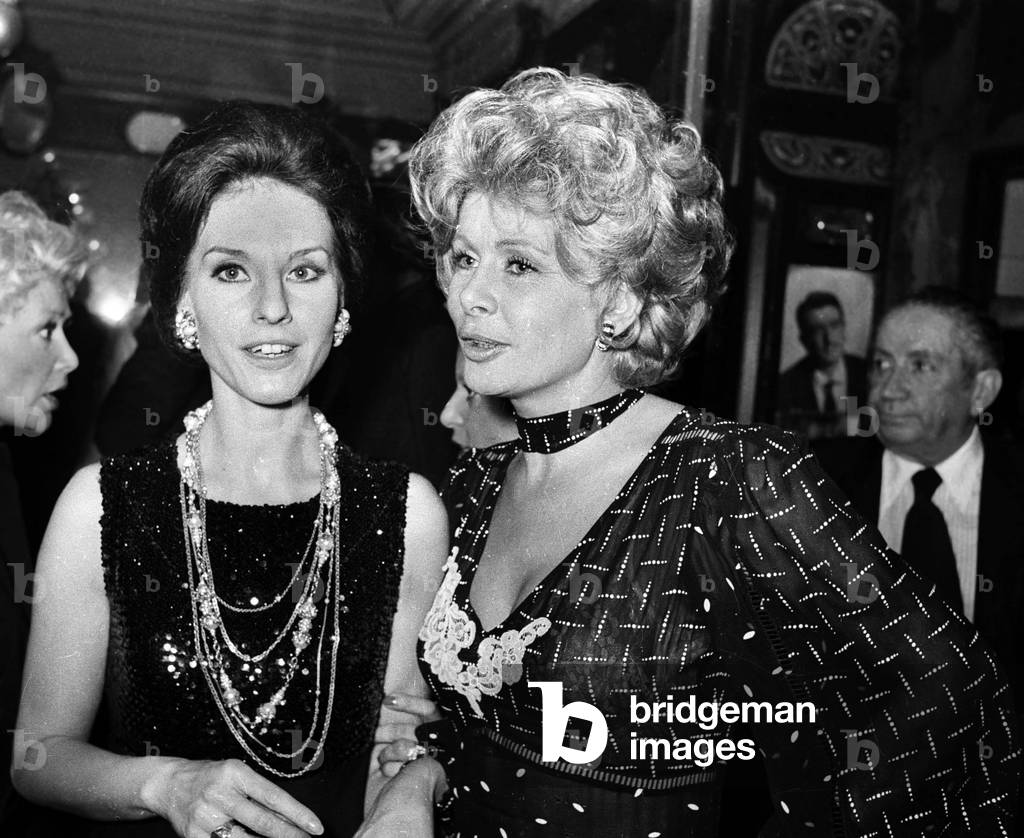 Denise Fabre and Jacqueline Huet at 80th birthday of Georges Carpentier, 14 January 1974 (photo)