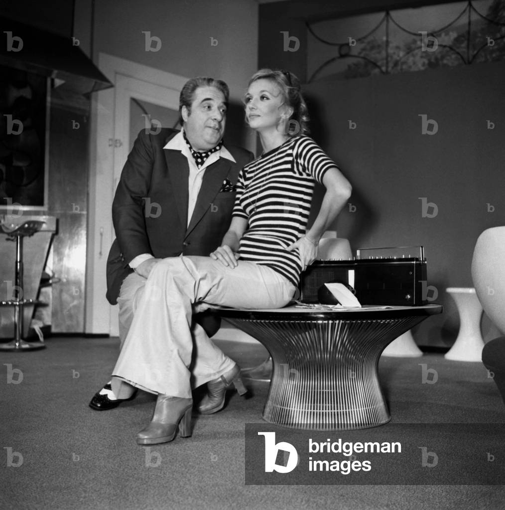 Jacques Morel and Caroline Cellier during the rehearsal of the play 