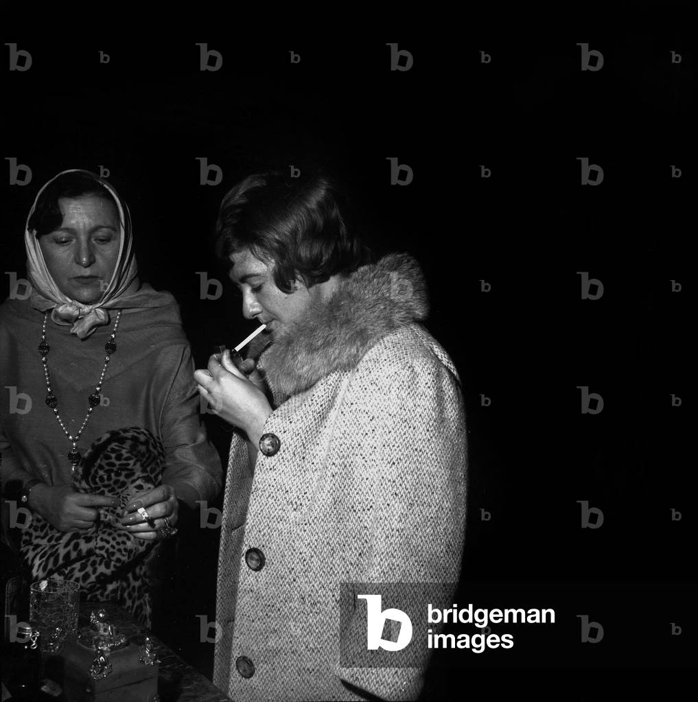 Actress Marie Bell and writer Francoise Sagan at time of rehearsals of the play 