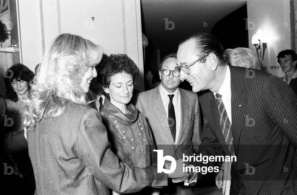 Gala given by Thierry Le Luron in aid of the SPCA at the Theatre Marigny in Paris, October 7, 1983 : Jacques Chirac (b/w photo)