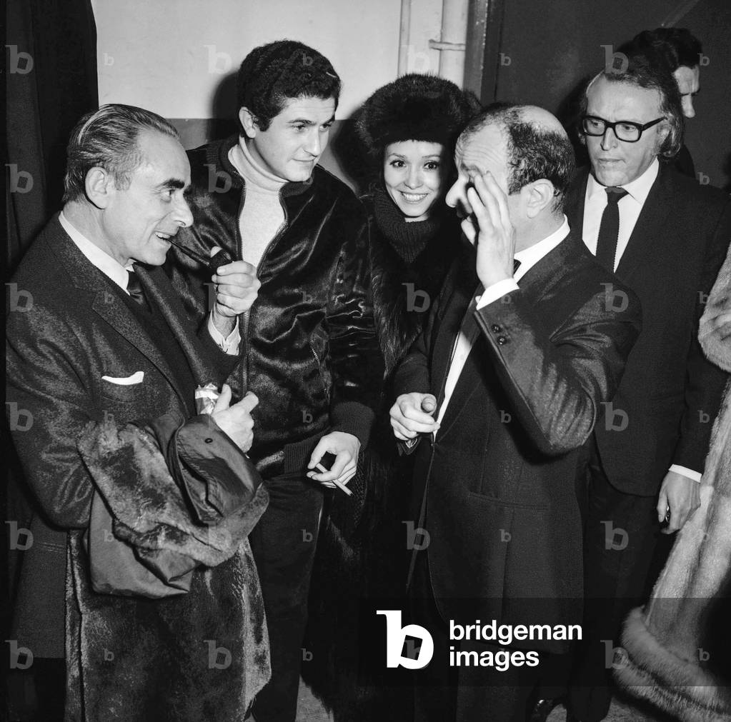 Henri Georges Clouzot at premiere of FernandRaynaud at the Olympia in Paris, December 31, 1970 (b/w photo)
