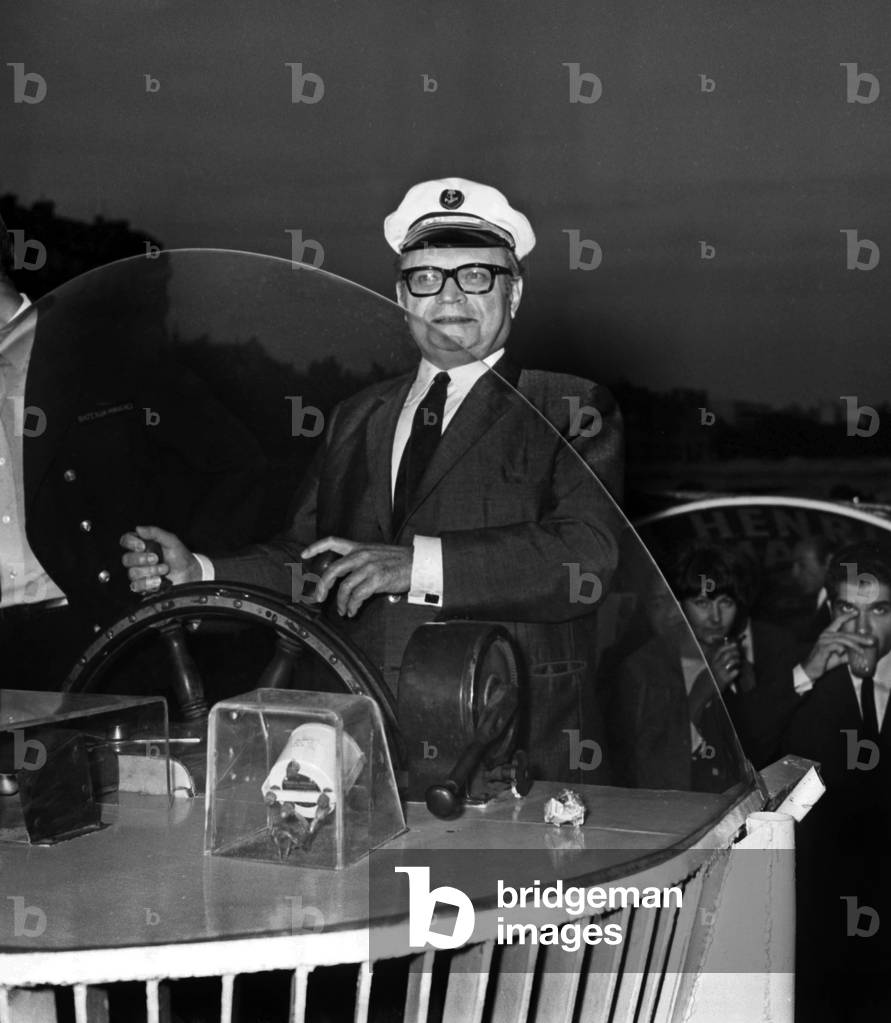 French Actor Raymond Souplex on a bateaux-mouches, Paris, 5 September 1968 (photo)
