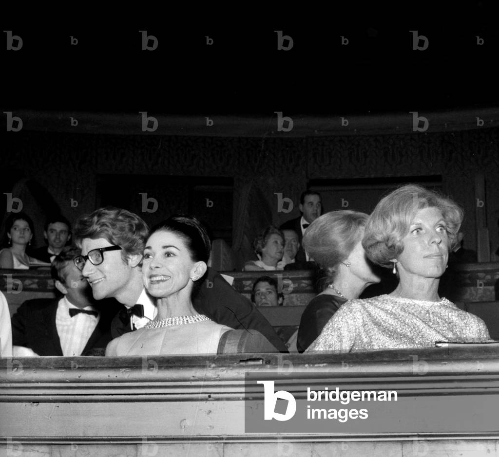 Yves Saint-Laurent, Margot Fonteyn and Mrs Claude Pompidou, 1966 (b/w photo)