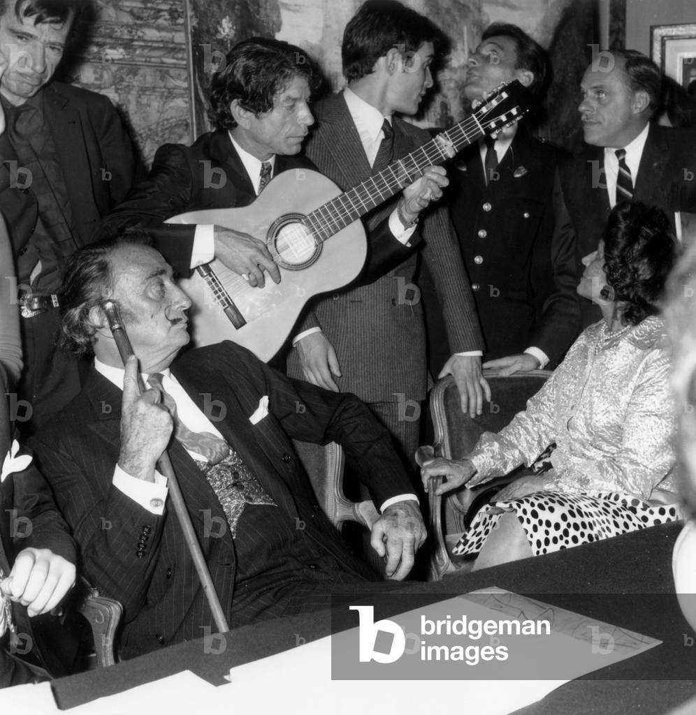 Salvador Dali with his wife Gala and  the guitarist Manitas de Plata during the Programme 