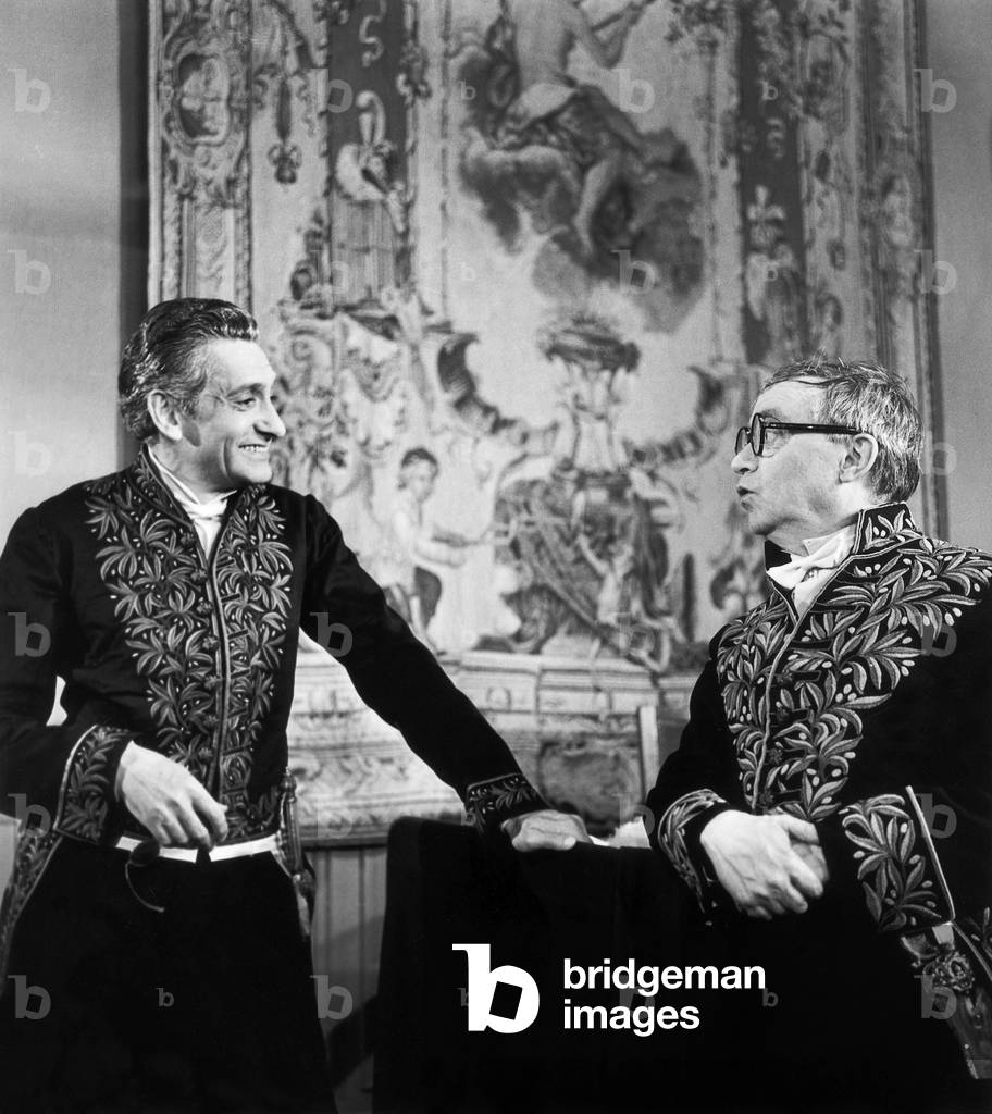 French Actors Renaud Maryand Jacques Grello on the set of a TV movie (photo)