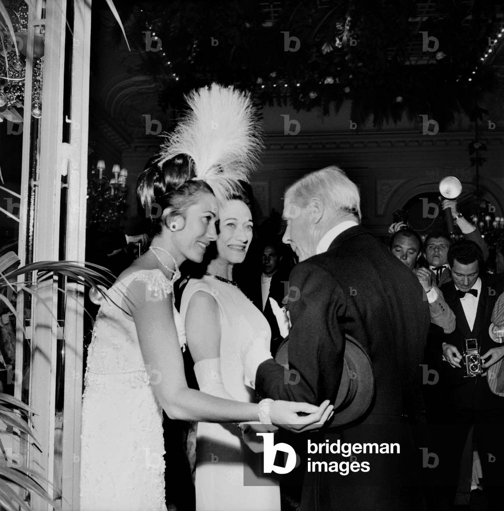 Helene Rochas with the  Duke and Duchess of  Windsor during the Fancy Fress Party (theme 