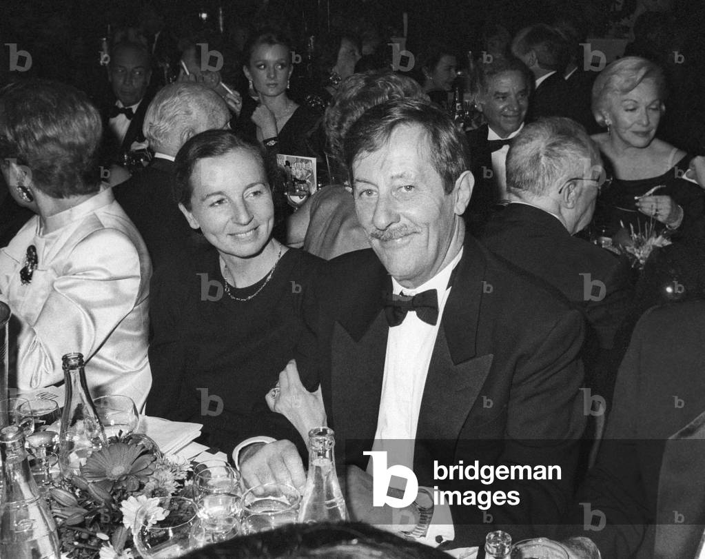 Jean Rochefort and his second wife Francoise Vidal at the Lido, Paris, for the Premiere of revue 