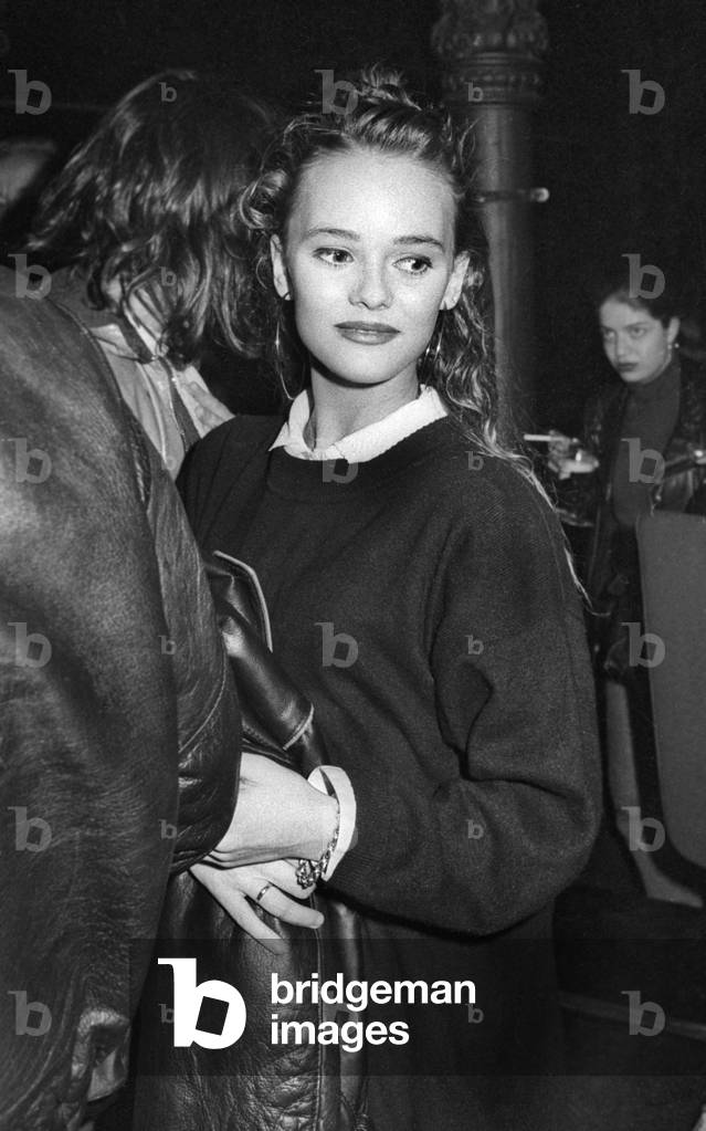 French Singer Vanessa Paradis (16 year sold) during a ceremony organized by the Beer Association, Paris, 28 February 1989 (photo)
